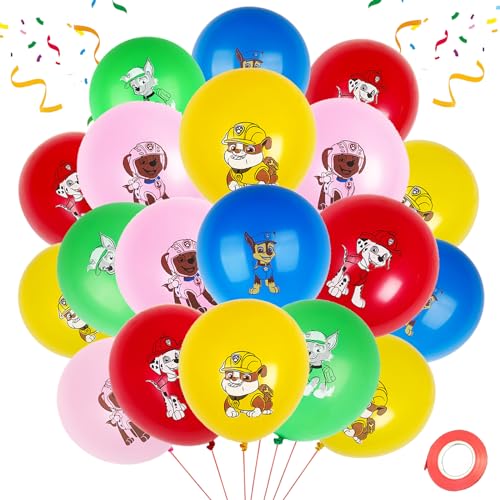 40 Stück Paw Dog Patrol Luftballon mit 1 x Ribbon,12 Zoll Geburtstag Luftballon Set,5 verschiedenen Farben, Luftballon Party Deko, Latex Luftballon für Kinder Party Geburtstag Party Dekoration von LUKIUP