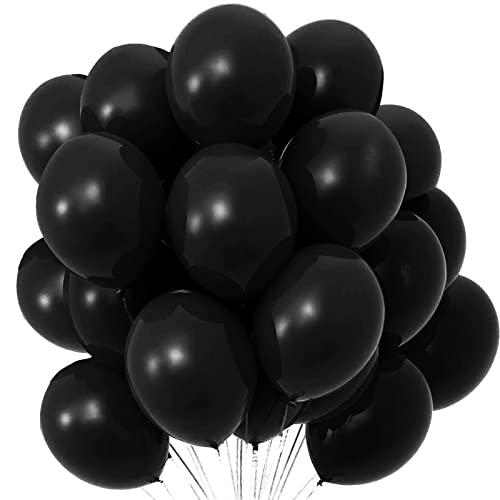 Schwarz Luftballon, 100 Stück 12 Zoll Schwarze Latex Ballons, Schwarze Partydekoration Geeignet für Geburtstage Hochzeit Valentinstag Graduierung Kommunion Thema Party von LUKIUP