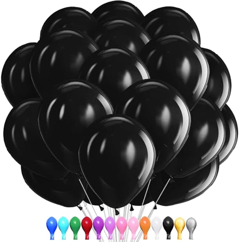 Schwarz Luftballon, 100 Stück 12 Zoll Schwarze Latex Ballons, Schwarze Partydekoration Geeignet für Geburtstage Hochzeit Valentinstag Graduierung Kommunion Thema Party von LUKIUP