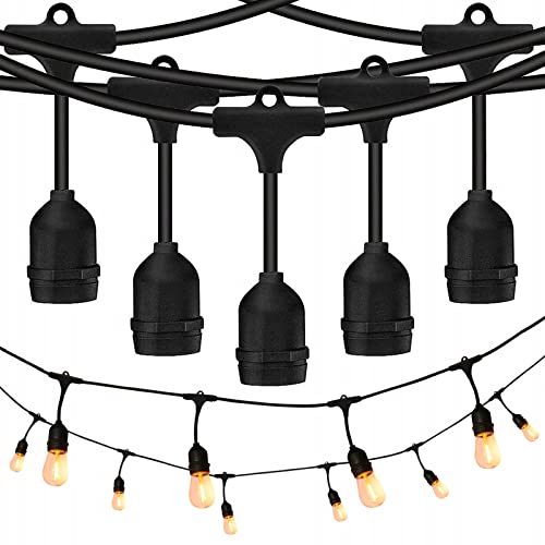 LUMILED Lichterkette Außen 20 Meter 20 Fassungen E27 230V für Garten Biergarten Party Hochzeit Dekoration Terrasse Weihnachten Girlanden verlängerbar Wetterfeste Terrassenbeleuchtung mit Strom von LUMILED