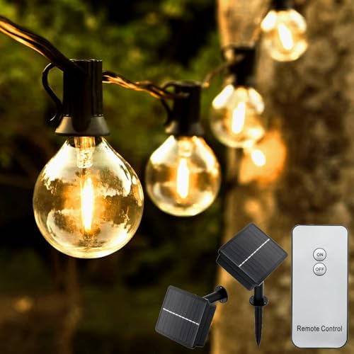 Lumiled Solar Lichterkette Außen 30x LED 15,17 M mit Fernbedienung Solarlichterkette Garten Außenlichterkette Solarkette Solarleuchte IP44 Warmweiß 3000K blinkend Glühbirnen Weihnachtsbeleuchtung von Lumiled