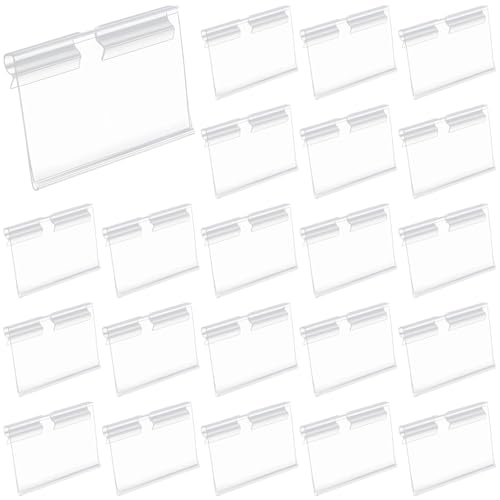 100 transparente Kunststoff-Etikettenhalter mit Drahthaken, Preisschild-Display für den Einzelhandel 100 transparente Kunststoff-Etikettenhalter mit Drahthaken, Preisschild-Display für den Einzelhandel von LUMINFLY