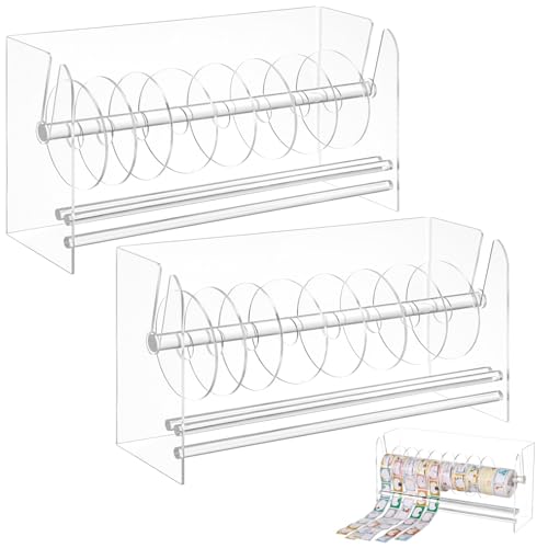 2 transparente Acryl-Etikettenrollenhalter mit herausnehmbaren Trennwänden, verstellbare Schreibtisch-Organizer für Zuhause und Büro 2 transparente Acryl-Etikettenrollenhalter mit herausnehmbaren Trennwänden, verstellbare Schreibtisch-Organizer für Zuhause und Büro von LUMINFLY