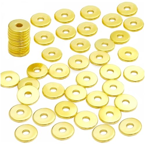 200 Stück flache runde Abstandshalter-Perlen, 18 Karat vergoldete Messingperlen für DIY-Schmuck, Armbänder, Halsketten und Ohrringe, blei- und nickelfrei 200 Stück flache runde Abstandshalter-Perlen, 18 Karat vergoldete Messingperlen für DIY-Schmuck, Armbänder, Halsketten und Ohrringe, blei- und nickelfrei von LUMINFLY