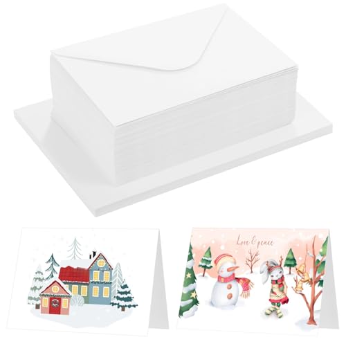 50 Blanko-Aquarellkarten und Umschläge, 350 g/m², DIY-Grußkarten, faltbare weiße Karten, Aufkleber zum Malen oder Drucken enthalten 50 Blanko-Aquarellkarten und Umschläge, 350 g/m², DIY-Grußkarten, faltbare weiße Karten, Aufkleber zum Malen oder Drucken enthalten von LUMINFLY