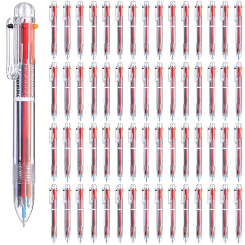 60 Stück Mehrfarbige Kugelschreiber, 6-in-1 Druckstifte, 0,5 mm, Clip-On-Design für Büro und Schule, Großpackung Partygeschenke von LUMINFLY
