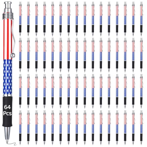 64 Stück Kugelschreiber mit USA-Flagge, patriotische Metallschreiber, schwarze Tinte, Veteranen-Day-Geschenke und Souvenirs 64 Stück Kugelschreiber mit USA-Flagge, patriotische Metallschreiber, schwarze Tinte, Veteranen-Day-Geschenke und Souvenirs von LUMINFLY