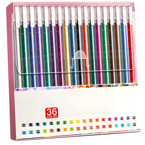 Glitzer-Gelstift-Set, 36 Farben, schimmernde Metallic-Marker für Kunstprojekte, glatter Fluss, Tintenstifte für Tagebücher, Sammelalben und Bastelbedarf Glitzer-Gelstift-Set, 36 Farben, schimmernde Metallic-Marker für Kunstprojekte, glatter Fluss, Tintenstifte für Tagebücher, Sammelalben und Bastelbedarf von LUMINFLY