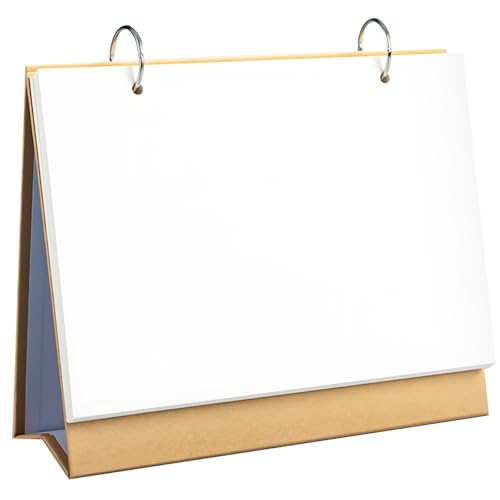 Nachfüllbarer Blanko-Schreibtischkalender, 30 Blatt Skizzenpapier-Kalender (21,6 x 7,6 x 17,9 cm) – Schreibtischplaner mit Ringbuch zum Zeichnen, Foto-Display und Notizen von LUMINFLY