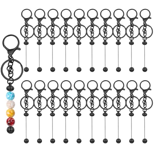 Perlen-Schlüsselanhänger, DIY-Metallketten für individuellen Schmuck, schwarzes Bastelzubehör für personalisierte Taschenanhänger und Geschenke, passend für 0,24–0,39 Perlen, 20 Stück Perlen-Schlüsselanhänger, DIY-Metallketten für individuellen Schmuck, schwarzes Bastelzubehör für personalisierte Taschenanhänger und Geschenke, passend für 0,24–0,39 Perlen, 20 Stück von LUMINFLY