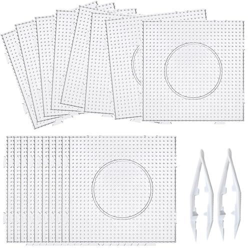 Stecktafel-Set mit ineinandergreifenden Designs, transparente Kunststoff-Bastelvorlagen, 2 Pinzetten, für 0,2 Perlen, ideal für DIY-Kunstprojekte (841 Perlen-Kapazität) von LUMINFLY