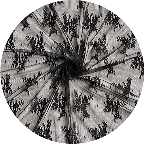 Lace Realm Braut-Spitzenstoff, fester Spitzenstoff, Vintage-Spitzenstoff für Hochzeitskleid, Mode, Handwerk, Dekorationen, Spitzenbesatz, Stoff, 152,4 cm Breite (A8133, Schwarz, 4,5 m) von LUMKET