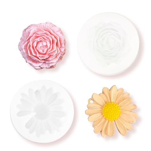 LUMOOM 2 Stück Kerzen Silikonformen, 3D Silikonform Blumen, Pfingstrose Kerzen Gießen Formen,Daisy Silicone Kerzenform, Silikon Gießformen für Duftkerze Seife, DIY Herstellung, Schokolade LUMOOM 2 Stück Kerzen Silikonformen, 3D Silikonform Blumen, Pfingstrose Kerzen Gießen Formen,Daisy Silicone Kerzenform, Silikon Gießformen für Duftkerze Seife, DIY Herstellung, Schokolade von LUMOOM