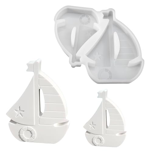 LUMOOM 2 Stück Silikonform Segelboot, Silikonformen Gießformen Maritim, Gießformen Silikon Boot, Gips zum Gießen, für Kerzen und Gipsdeko Handwerk, DIY Sommer Deko von LUMOOM