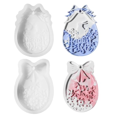 LUMOOM 2 Stück Silikonformen & Gießformen für Ostern, Osterhase Gießformen Silikonform – DIY Hase Anhänger, Osterei, Osterhase, Wiederverwendbar, Flexibel von LUMOOM