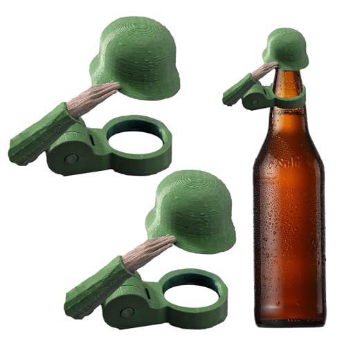 LUMOOM 2 Stück Soldat Salute Bier, Lustiger Salute-Soldaten-Bierhelm, Flaschenverschlüsse, Wiederverwendbar, Dekorative Kappen, für Veteranen, aktive Soldaten, Grillparty, Bar (Grün) von LUMOOM
