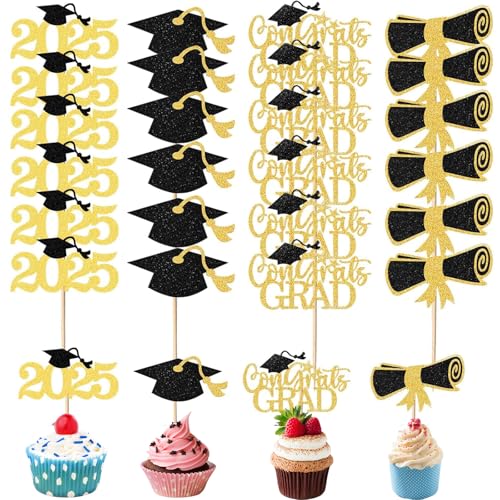 LUMOOM 24 Stück 2025 Graduation Cupcake Toppers, Glitzer Abschluss Deko, Abschlussparty Dekorationen, Bachelor Hut Deko, Abschlusskuchentopper, für Abschlussfeier Party, Graduation Dekoration LUMOOM 24 Stück 2025 Graduation Cupcake Toppers, Glitzer Abschluss Deko, Abschlussparty Dekorationen, Bachelor Hut Deko, Abschlusskuchentopper, für Abschlussfeier Party, Graduation Dekoration von LUMOOM