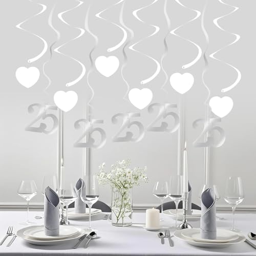LUMOOM 24 Stück Deko Silberhochzeit, Jubiläumsdekoration, 25 Jubiläum Hängedeko, Silber Wirbel und Herz Girlande, Hochzeitsdeko, für Silberne Hochzeit Jahrestag Valentinstag Geburtstage LUMOOM 24 Stück Deko Silberhochzeit, Jubiläumsdekoration, 25 Jubiläum Hängedeko, Silber Wirbel und Herz Girlande, Hochzeitsdeko, für Silberne Hochzeit Jahrestag Valentinstag Geburtstage von LUMOOM