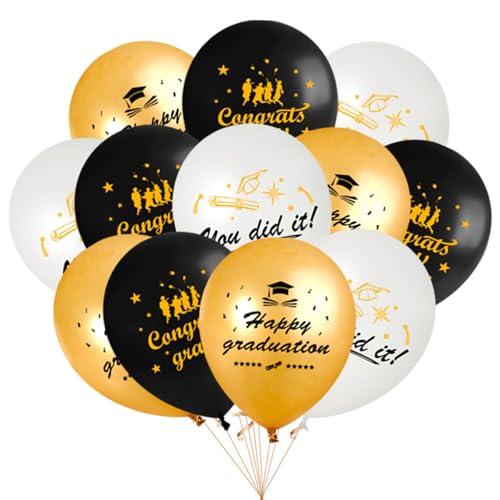 LUMOOM 24 Stück Jugendweihe Luftballon 2025 Deko, Jugendweihe Schwarz Gold Set, Endlich Erwachsen, 12 Zoll Graduation Dekoration Luftballons in 3 Stilen, Hängende Dekoration für Junge und Mädchen von LUMOOM