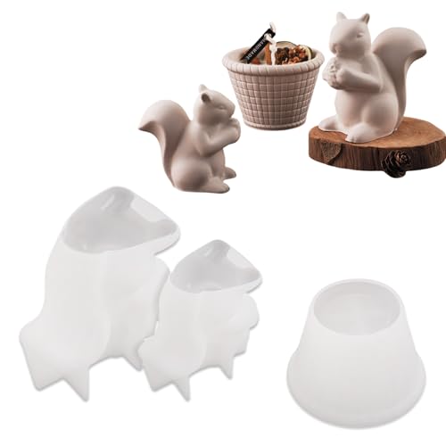LUMOOM 3 Stück Silikonformen Gießformen, Eichhörnchen Gipsformen, Silikon Gießform Kerzen, Gipsform zum Gießen, Silikonform Kerzenform, Epoxidharz, Kerzenformen Silikon von LUMOOM