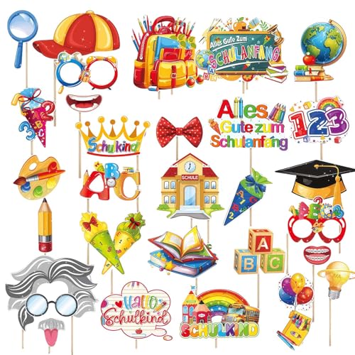 LUMOOM 30 Stück Einschulung Foto Requisiten, Schulanfang Photo Booth Set für Mädchen und Jungen, Schuleinführung Deko und Fotobox Accessoires LUMOOM 30 Stück Einschulung Foto Requisiten, Schulanfang Photo Booth Set für Mädchen und Jungen, Schuleinführung Deko und Fotobox Accessoires von LUMOOM