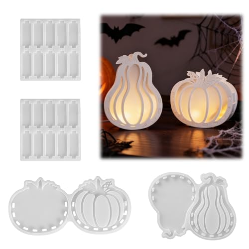 LUMOOM 4 Stück Silikonform Kürbis, Kürbis Gießformen Silikon für Gips und Harz, Gipsformen zum Gießen, DIY Silikonformen Gießformen Herbst Deko für Herbst Halloween von LUMOOM