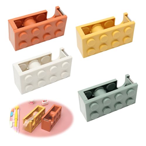 LUMOOM 4 Stück Tesafilm Abroller Klebebandabroller, Abroller Klebeband, Tischabroller, Zum Schnellen Schneiden Von Klebeband, Büro, Schule, Blumenläden (Gelb, Weiß, Grün, Orange) von LUMOOM