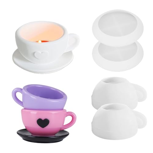 LUMOOM 4er Set Silikonform Kaffeetasse mit Untertassen, Kerzenhalter Silikonform, wiederverwendbare Teetasse Gießformen Silikon für Gips, Epoxidharz, Beton, DIY Gießform, Silikonformen Tasse LUMOOM 4er Set Silikonform Kaffeetasse mit Untertassen, Kerzenhalter Silikonform, wiederverwendbare Teetasse Gießformen Silikon für Gips, Epoxidharz, Beton, DIY Gießform, Silikonformen Tasse von LUMOOM