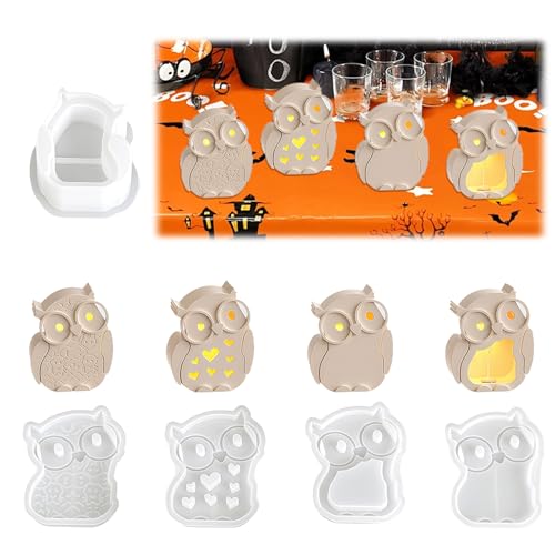 LUMOOM 5 Stück Eulen Silikonformen Gießformen Herbst, Kerzenformen Silikon für DIY Kerzenhalter, Epoxidharz Kunst und Seife, Wiederverwendbare Giessformen Halloween Weihnachten LUMOOM 5 Stück Eulen Silikonformen Gießformen Herbst, Kerzenformen Silikon für DIY Kerzenhalter, Epoxidharz Kunst und Seife, Wiederverwendbare Giessformen Halloween Weihnachten von LUMOOM