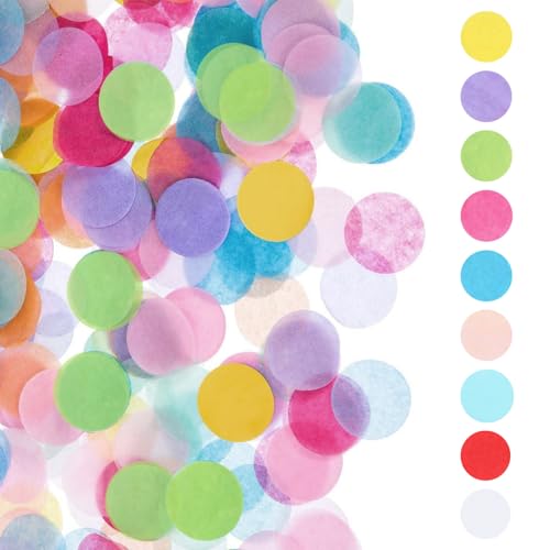 LUMOOM 6000 Stück Bunte Konfetti 2,5 cm Runde Konfetti für Geburtstagsfeiern, 50 g, Vielfältiges Konfetti für Hochzeiten und Festlichkeiten, Seidenpapier für Jahrestage und Valentinstag von LUMOOM