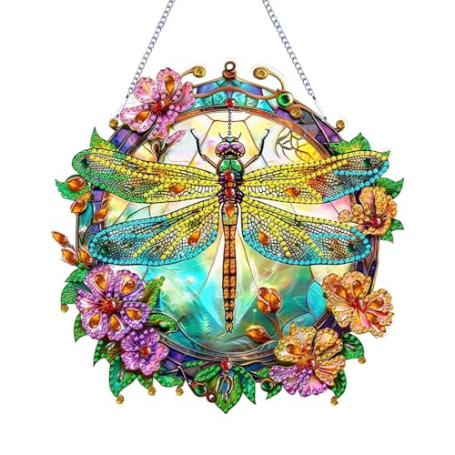LUMOOM Diamond Painting Anhänger, Bastelset für Erwachsene 5D Diamond Painting Fensterbilder mit Kette, Diamant Hängende Schmetterling, für Fenster Wand und Eingang Decor (F) von LUMOOM