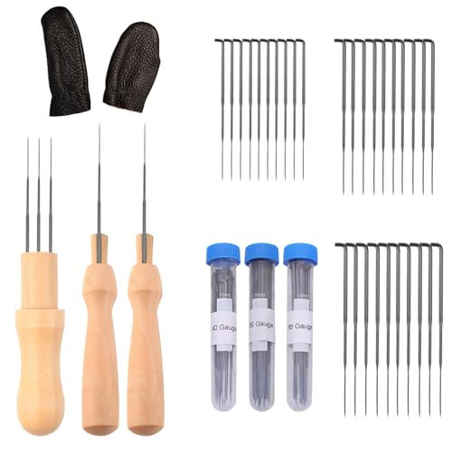 LUMOOM Filznadel Set, 30 Stück 3 Größen Filzen Nadeln, inklusive 3 Filznadelgriff aus Holzw, Filznadeln zum Trockenfilzen, Wollfilzen, ideal für DIY Anfänger oder Profis LUMOOM Filznadel Set, 30 Stück 3 Größen Filzen Nadeln, inklusive 3 Filznadelgriff aus Holzw, Filznadeln zum Trockenfilzen, Wollfilzen, ideal für DIY Anfänger oder Profis von LUMOOM