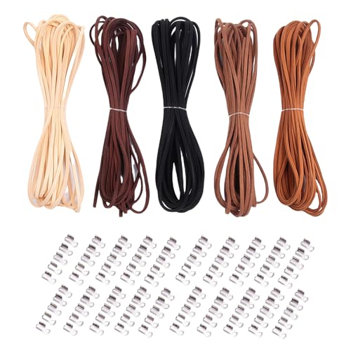 LUMOOM Flaches Lederbänder Set, 5 Farben 5M x 5 Stück Lederschnur, Lederband für Ketten mit Verschluss, für DIY Armband, Halskette, Basteln Schmuck Handwerk LUMOOM Flaches Lederbänder Set, 5 Farben 5M x 5 Stück Lederschnur, Lederband für Ketten mit Verschluss, für DIY Armband, Halskette, Basteln Schmuck Handwerk von LUMOOM