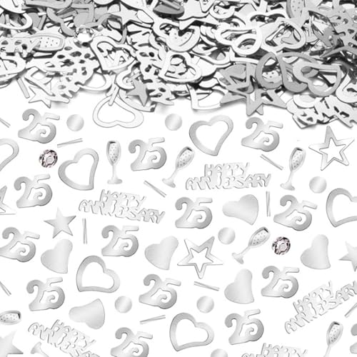LUMOOM Silberhochzeit Deko, 200 Stück Glitzer Konfetti, Silber Hochzeit Tischdeko,Geburtstagsdeko, mit Weinglas, Herz Motiven Konfetti, für Jubiläum, 25. Geburtstag, Partys Dekoration LUMOOM Silberhochzeit Deko, 200 Stück Glitzer Konfetti, Silber Hochzeit Tischdeko,Geburtstagsdeko, mit Weinglas, Herz Motiven Konfetti, für Jubiläum, 25. Geburtstag, Partys Dekoration von LUMOOM