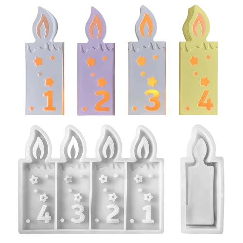 LUMOOM Silikonform Adventskranz Zahlen 1-4, Silikonformen Gießformen Weihnachten, Silikon Gießform Kerzenhalter, für Gips & Epoxidharz, Gipsformen zum Gießen für kreative DIY Deko LUMOOM Silikonform Adventskranz Zahlen 1-4, Silikonformen Gießformen Weihnachten, Silikon Gießform Kerzenhalter, für Gips & Epoxidharz, Gipsformen zum Gießen für kreative DIY Deko von LUMOOM