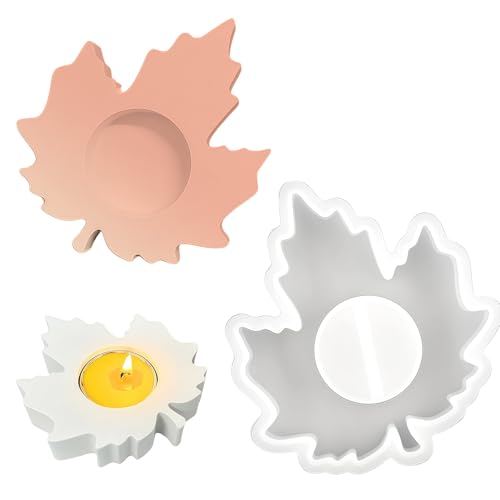 LUMOOM Silikonform Kerzenhalter Ahornblatt, Silikonformen Gießformen Herbst, Silikon Gießform Kerzenhalter, Silikon Gießform für Herbst Dekoration von LUMOOM