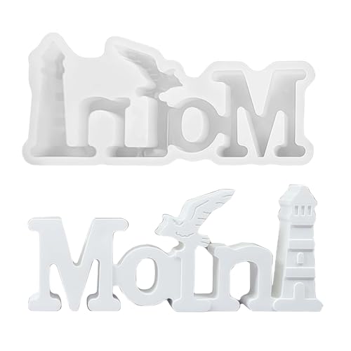 LUMOOM Silikonform Leuchtturm mit Moin, Silikonformen Gießformen Maritim, DIY Silikonform Sommer Deko & Handwerk mit Möwe und Haus, Gießformen Silikon, für Kerzen und Gipsdeko Handwerk von LUMOOM