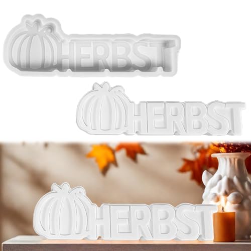 LUMOOM Silikonformen Gießformen Herbst, Pilz Silikonform, Giessformen Silikon, HERBST Buchstaben Gießform Kürbis Igel Kerzenformen für DIY Gips Kerzen Handwerk Heimdekoration (Kürbis) von LUMOOM