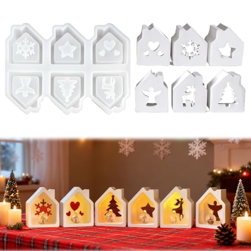 LUMOOM Silikonformen Gießformen Weihnachten, Mini Haus Silikonform, Silikonform Haus, Gipsformen zum Gießen für DIY Seife für DIY Kerzen und Gips LUMOOM Silikonformen Gießformen Weihnachten, Mini Haus Silikonform, Silikonform Haus, Gipsformen zum Gießen für DIY Seife für DIY Kerzen und Gips von LUMOOM