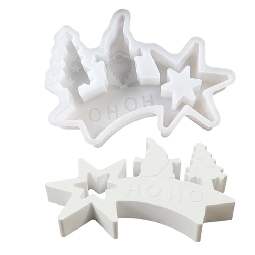 LUMOOM Silikonformen Gießformen Weihnachten für Epoxidharz & Gips, Silikonform mit Weihnachtsmann, Weihnachtsbaum und Sterne Motiven, Gipsformen zum Gießen, Gießform Silikon von LUMOOM