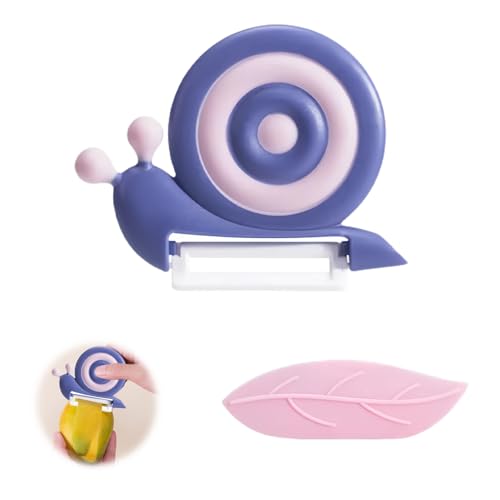 LUMOOM Sparschäler Schnecken, Sparschäler Kartoffelschäler Kinder, Keramik Kartoffelschäler, Gemüseschäler mit Rutschfester Griff, Ergonomischer Spargelschäler für Obst, Gemüse (Blau) von LUMOOM