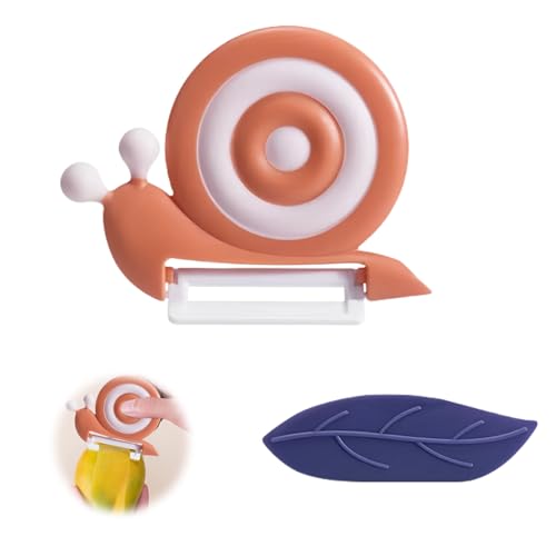 LUMOOM Sparschäler Schnecken, Sparschäler Kartoffelschäler Kinder, Keramik Kartoffelschäler, Gemüseschäler mit Rutschfester Griff, Ergonomischer Spargelschäler für Obst, Gemüse (Orange) von LUMOOM