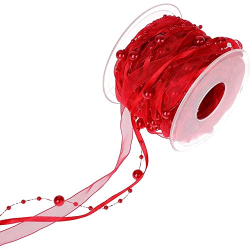 LUMoony 10M Perlengirlande mit Organza Perlengirlande Perlenkette Perlenschnur Geschenkband Schleifenband mit Perlen Deko Hochzeit Dekoband für Hochzeit Weihnachten Taufe Geburtstagsgeschenke LUMoony 10M Perlengirlande mit Organza Perlengirlande Perlenkette Perlenschnur Geschenkband Schleifenband mit Perlen Deko Hochzeit Dekoband für Hochzeit Weihnachten Taufe Geburtstagsgeschenke von LUMoony