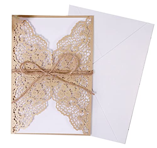 LUMoony 10Pcs Einladungskarte zur Hochzeit Laser Geschnitten mit Leeren Kraftpapier Innenbögen Umschlag Juteschnur Handgefertigte Vintage Karte Set Einladungskarten Für Hochzeit Einladung Karten LUMoony 10Pcs Einladungskarte zur Hochzeit Laser Geschnitten mit Leeren Kraftpapier Innenbögen Umschlag Juteschnur Handgefertigte Vintage Karte Set Einladungskarten Für Hochzeit Einladung Karten von LUMoony