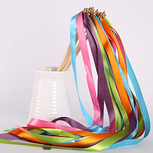 LUMoony 12Pcs Band Fee Zauberstab Zauberstab Luftschlangen Wedding Ribbon Stick Feenstäbe Ribbon Zauberstäbe Hochzeit Luftschlangen mit Glocken GlüCksstäBe Feenstäbe Ribbon Hochzeit Zauberstäbe LUMoony 12Pcs Band Fee Zauberstab Zauberstab Luftschlangen Wedding Ribbon Stick Feenstäbe Ribbon Zauberstäbe Hochzeit Luftschlangen mit Glocken GlüCksstäBe Feenstäbe Ribbon Hochzeit Zauberstäbe von LUMoony