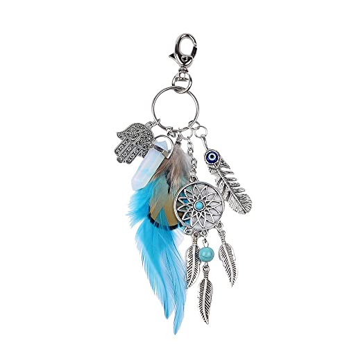 LUMoony 1Pcs Schlüsselanhänger Vintage Boho Feder Quasten Dream Catcher Hand Anhänger Anhänger mit künstlichen Federn Quaste Blatt für Autoschlüssel Handtasche DIY Basteln von LUMoony