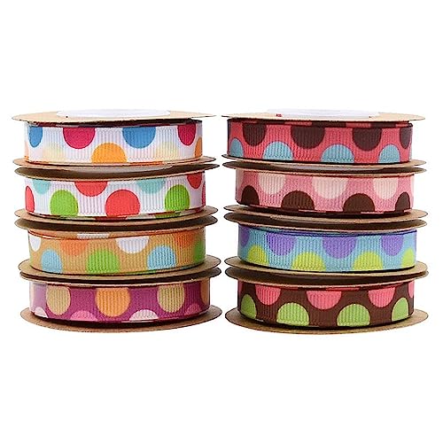 LUMoony Geschenkband Satin Dekoband 5 Rolle 50 Yards Satinband mit Punkten Satin Polyester Band Chiffonband für DIY Geschenken handgefertigt Selbermachen geflochtene Schmetterlingshaarnadeln von LUMoony