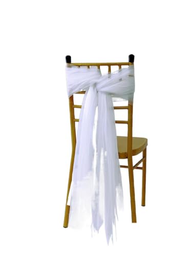LUMoony Tüll Stuhlschleifen 2 Stück Weiße Stuhlschärpen für Hochzeit Stuhlschleifen Organza Stuhl Band Stoff Organza Tischläufer für Hochzeit Party Geschenke Deko Basteln von LUMoony