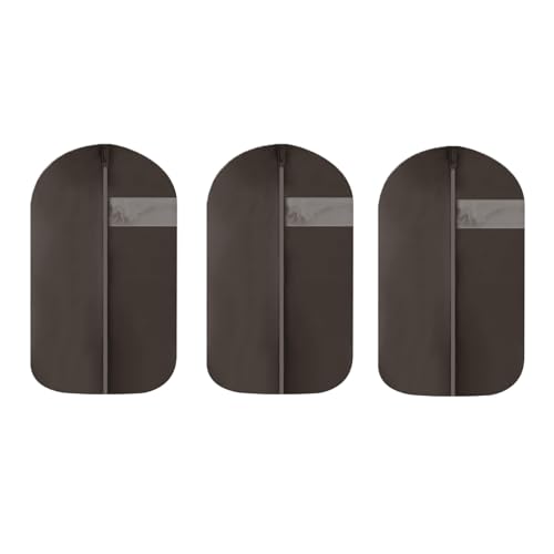 LUNAIZHUO Kleidersack zur Schrankaufbewahrung und für Unterwegs, Kleiderhülle mit Transparentem Fenster für T-Shirt, Jacke, Mäntel, 3er-Set, Oxford-Stoffe(Brown,60x120cm/24x47in) von LUNAIZHUO