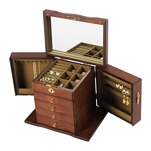 LUNICASHA Schmuckkästchen, Schmuckkasten Holz Groß, Schmuckschatulle mit Schubladen Holz, Schmuckkästchen Aus Holz für Frauen, Schmuckkoffer 5 Ebenen 4 Schubladen, für Ringe Ohrringe Halsketten LUNICASHA Schmuckkästchen, Schmuckkasten Holz Groß, Schmuckschatulle mit Schubladen Holz, Schmuckkästchen Aus Holz für Frauen, Schmuckkoffer 5 Ebenen 4 Schubladen, für Ringe Ohrringe Halsketten von LUNICASHA